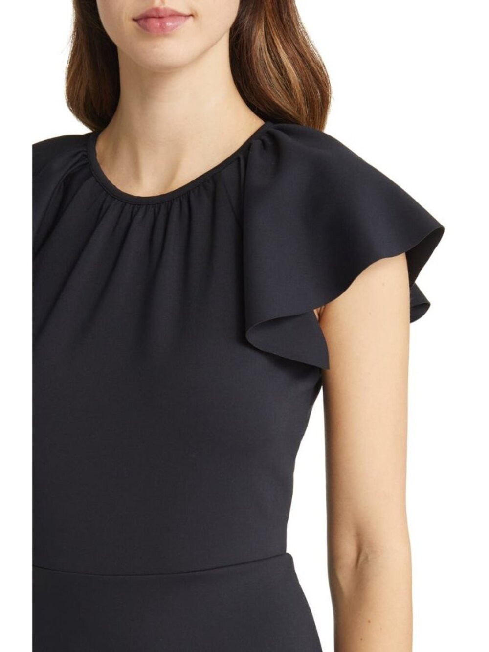 🆕 RACHEL PARCELL Ruffle Hem Scuba Asymmetric Dress Black X-Small - Picture 4 of 11